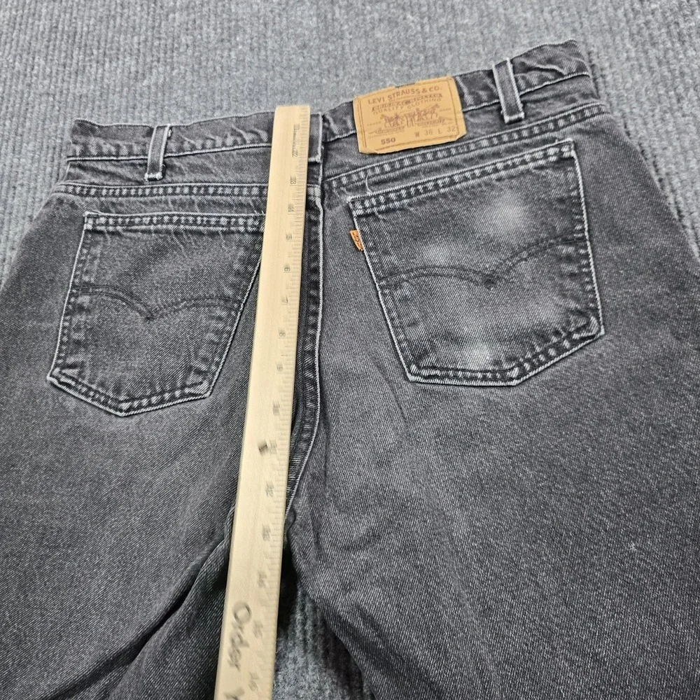 VTG Levi's 550 Jeans Mens 36x32 Gray Relaxed Tapered Orange Tab USA 32x29
